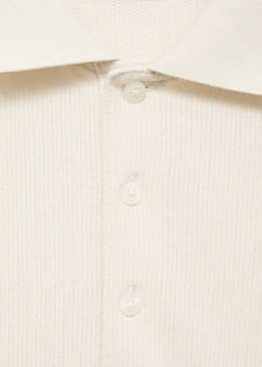 Fine rib-knit polo shirt — Ivory White 7