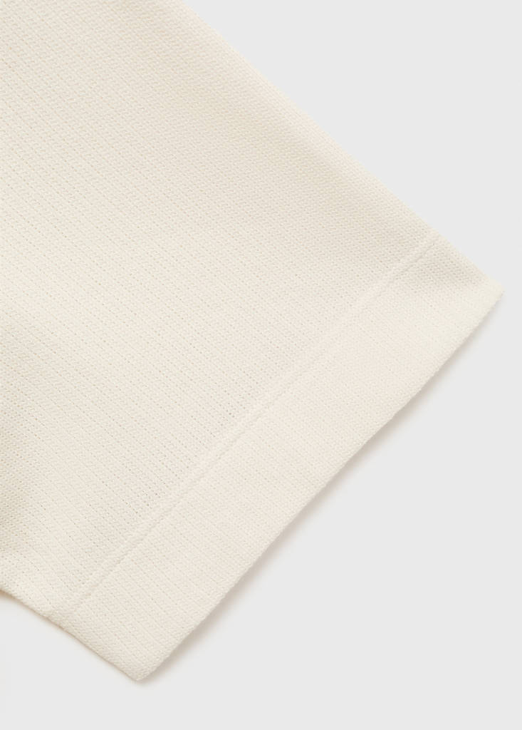 Fine rib-knit polo shirt — Ivory White