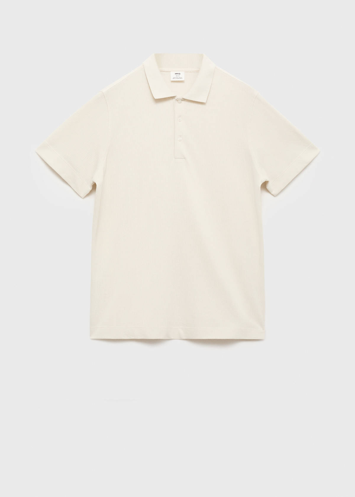 Fine rib-knit polo shirt — Ivory White