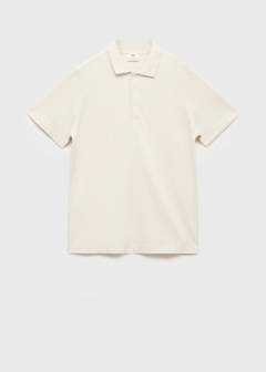 Fine rib-knit polo shirt — Ivory White 6