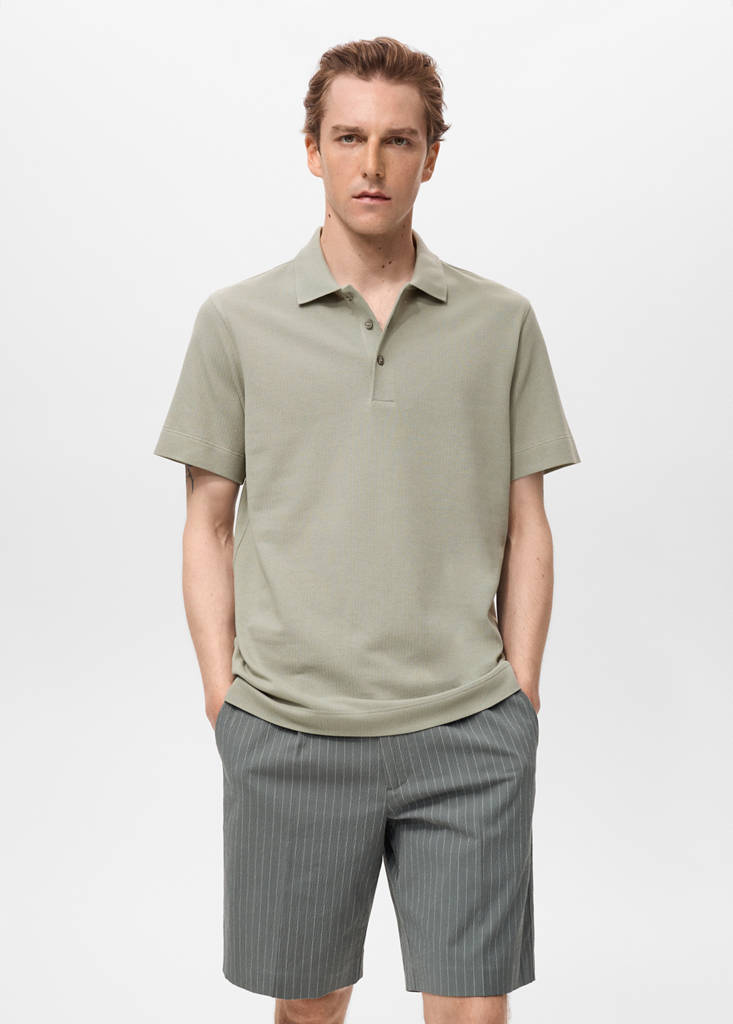 Fine rib-knit polo shirt — Mint Green