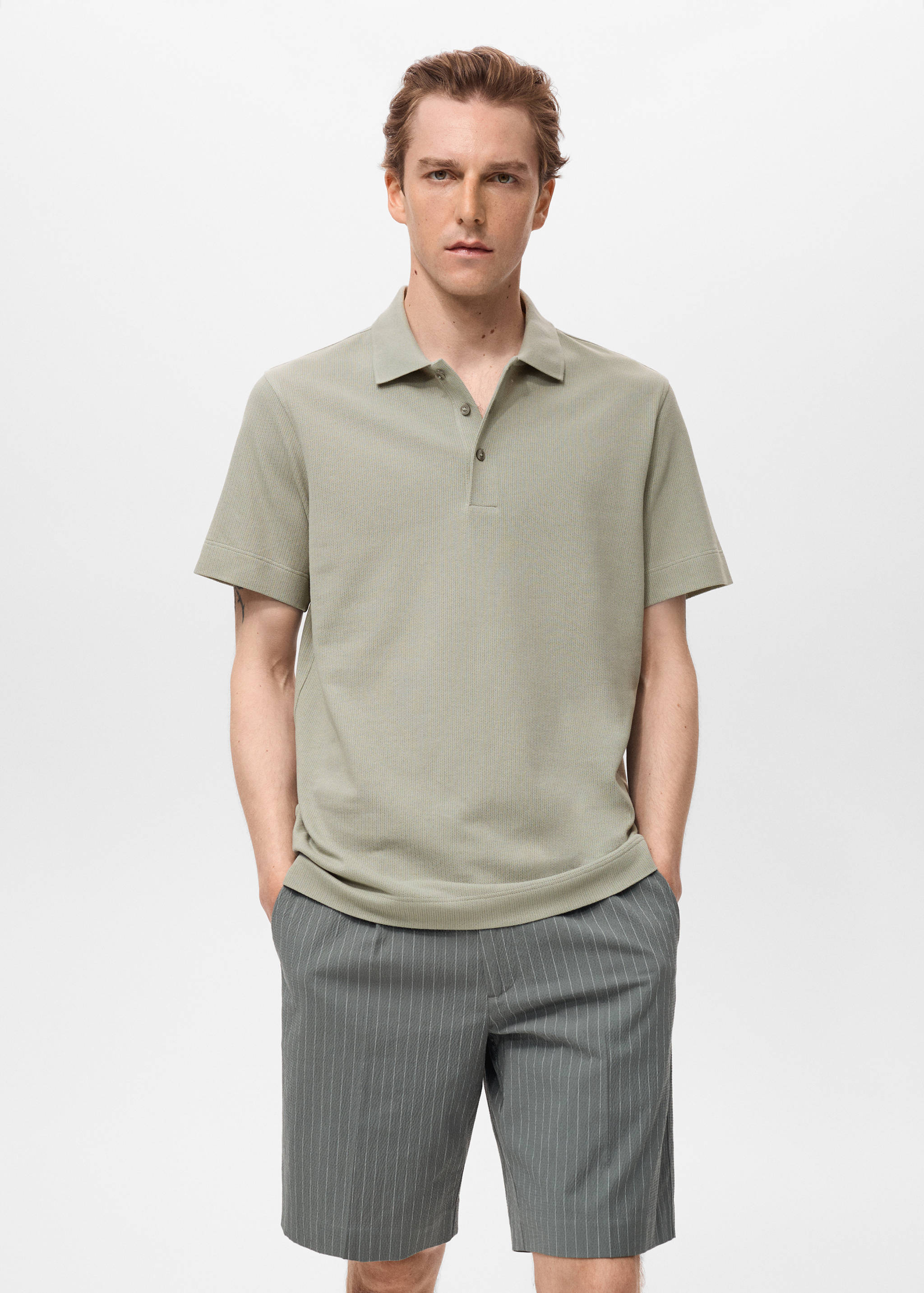 Fine rib-knit polo shirt - Medium plane