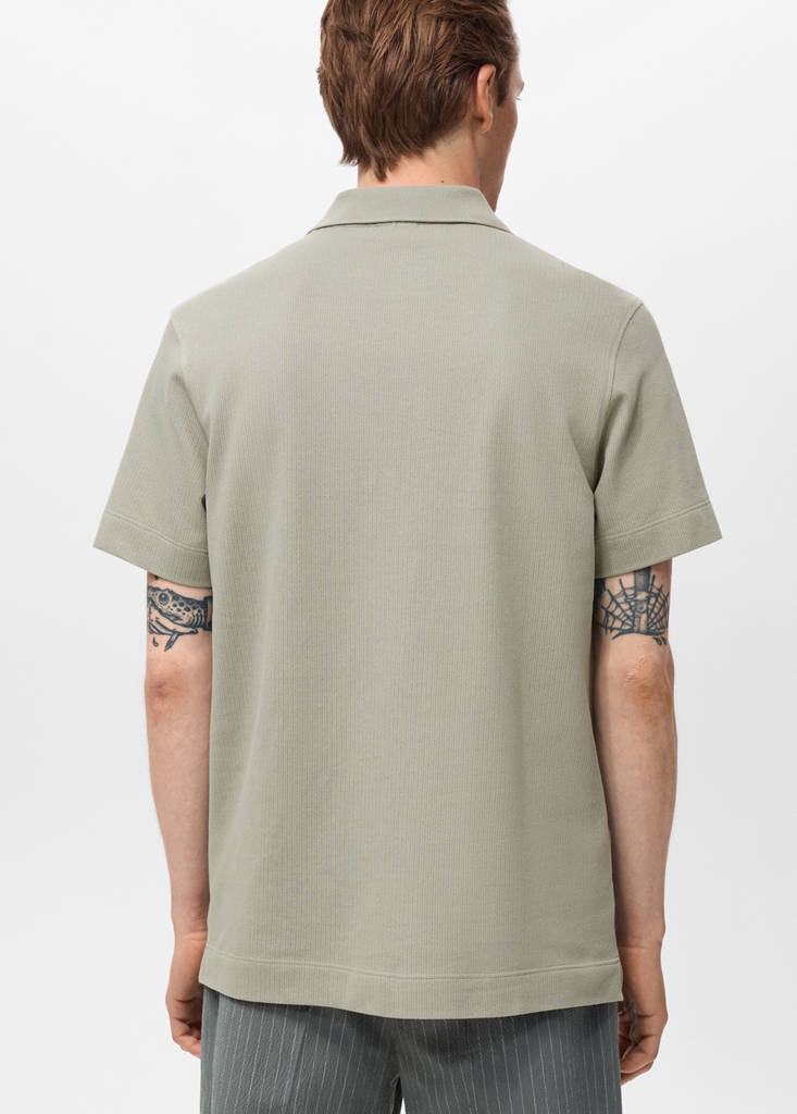 Fine rib-knit polo shirt — Mint Green