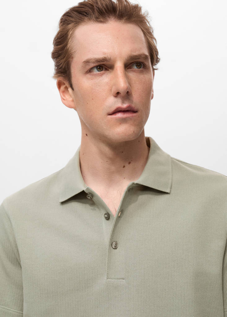 Fine rib-knit polo shirt — Mint Green