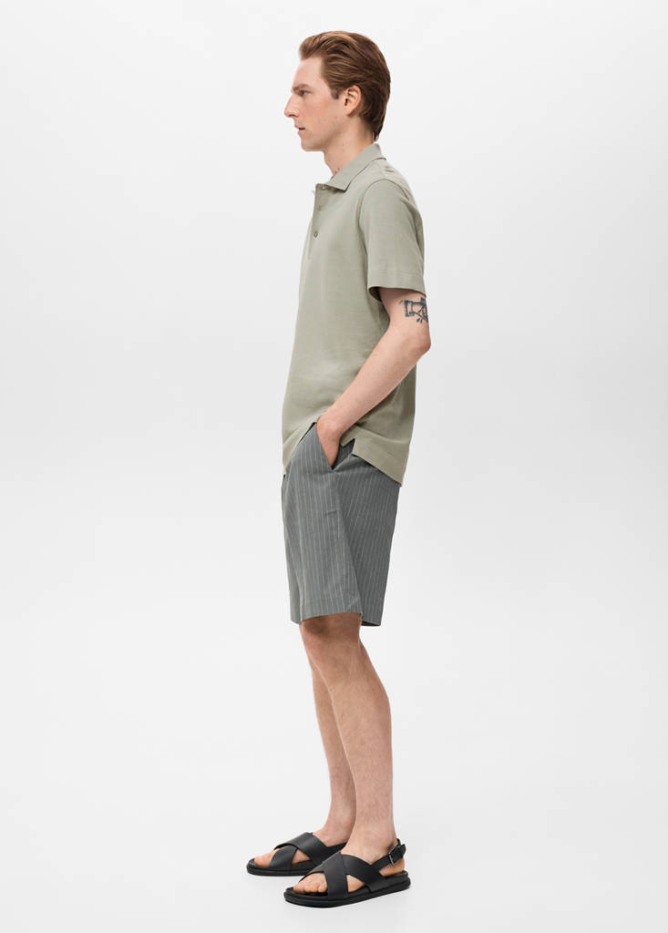 Fine rib-knit polo shirt — Mint Green