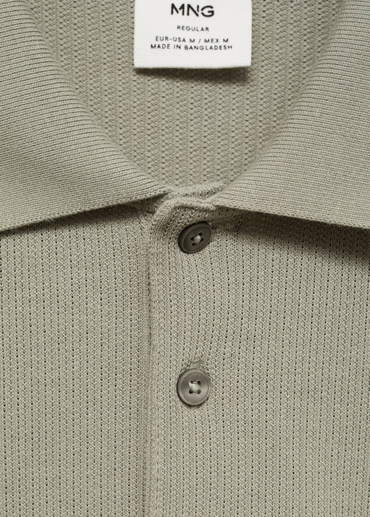 Fine rib-knit polo shirt — Mint Green