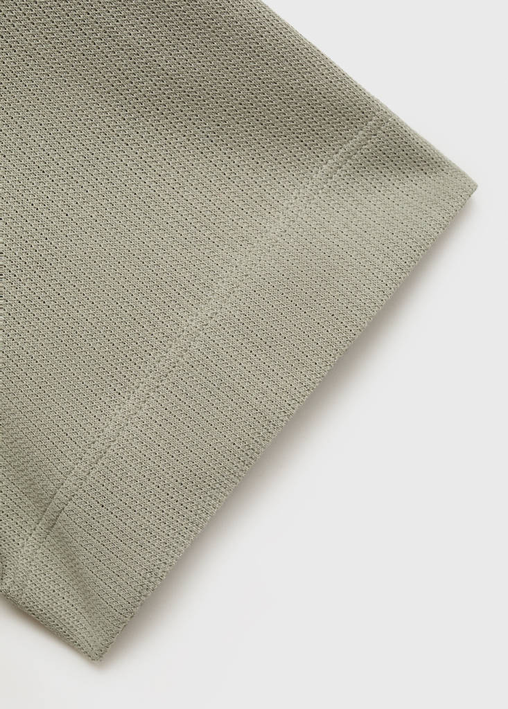 Fine rib-knit polo shirt — Mint Green