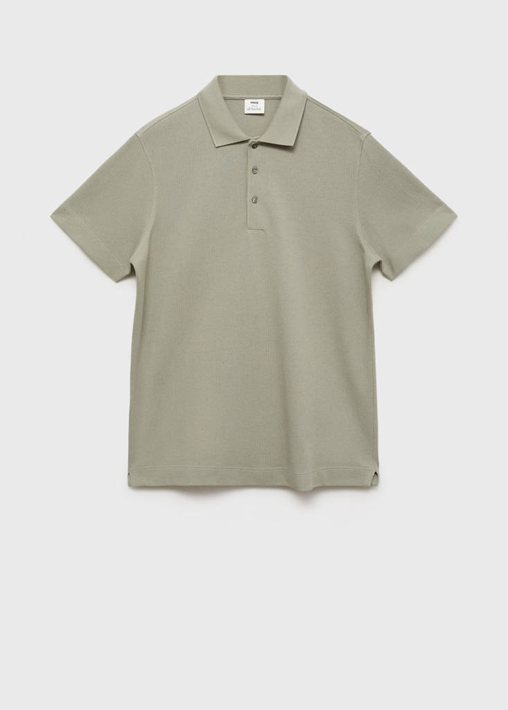 Fine rib-knit polo shirt — Mint Green