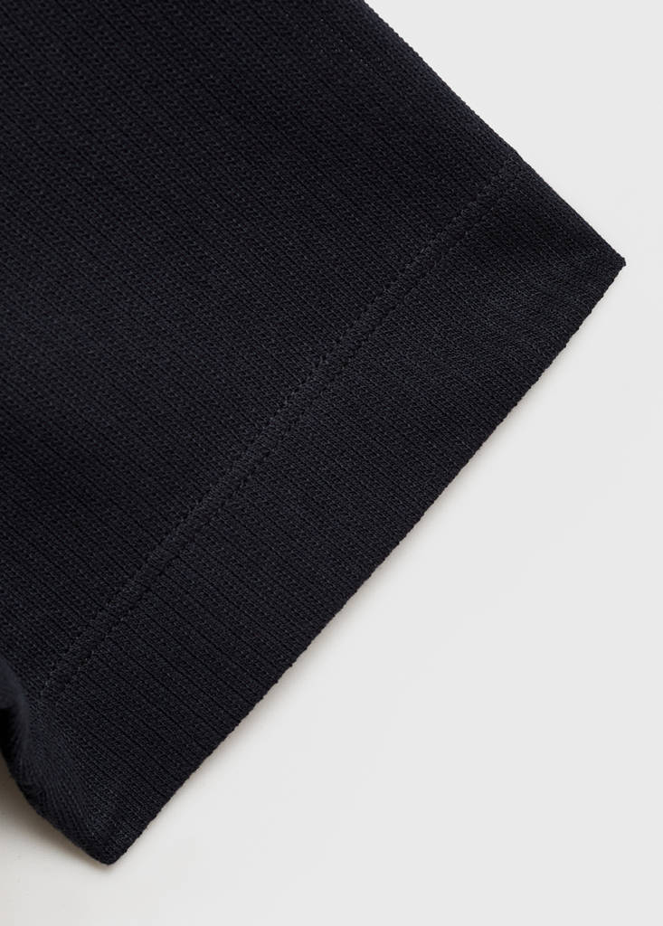Fine rib-knit polo shirt — Navy