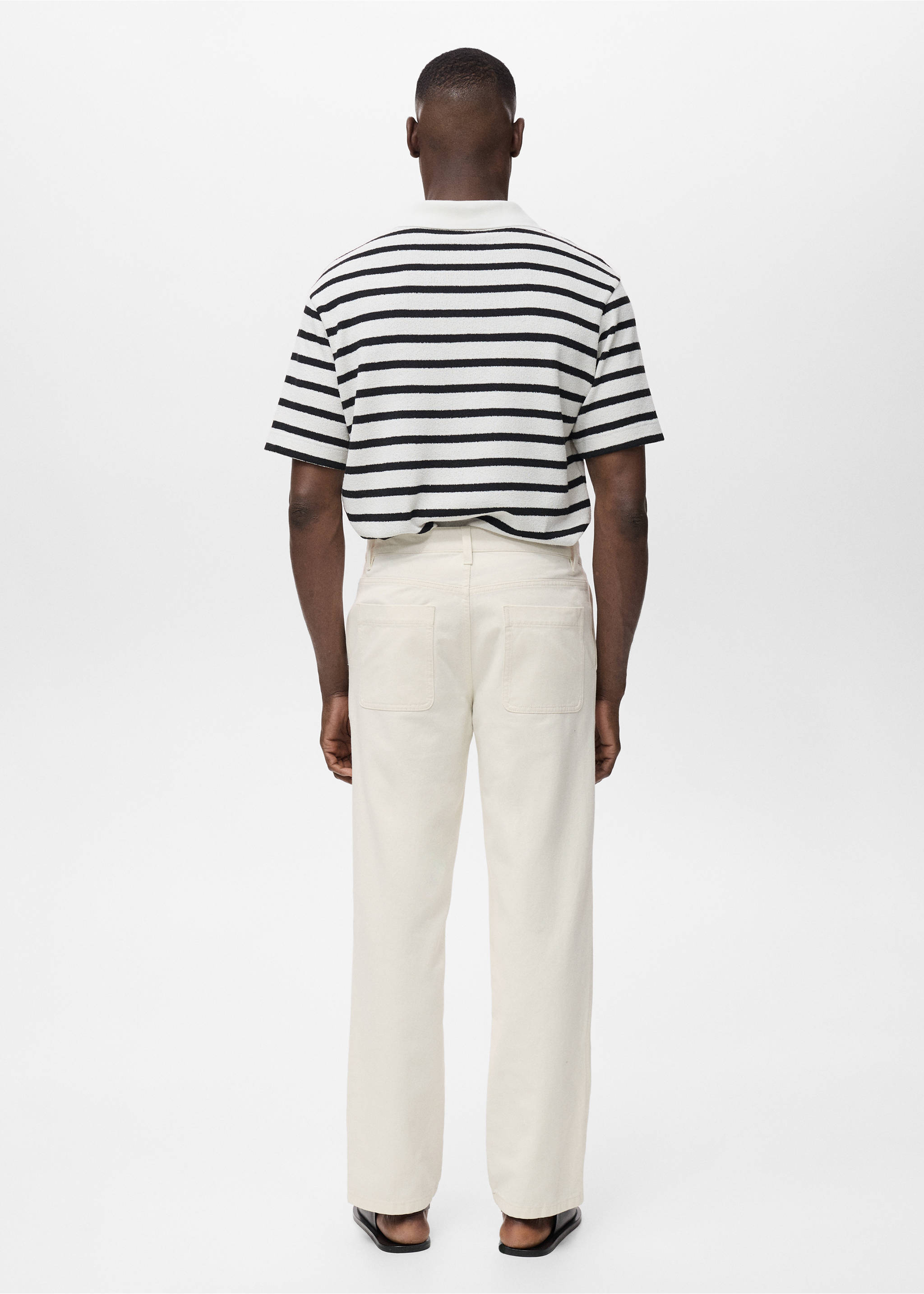 Jeans algodón lino regular fit - Reverso del artículo, Blanco roto. Ref: 17031233-00.