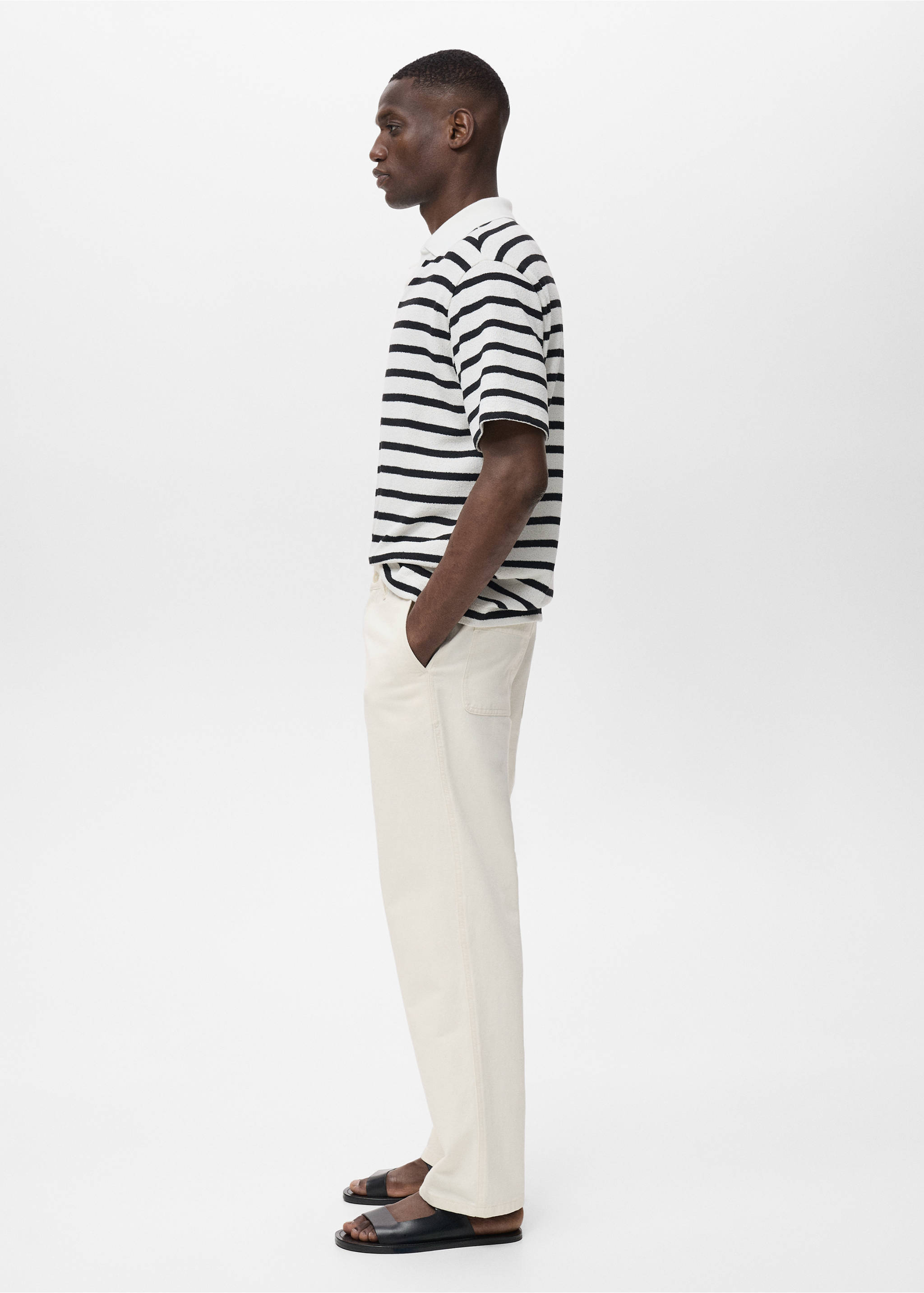 Jeans algodón lino regular fit - Detalle del artículo 2, Blanco roto. Ref: 17031233-00.