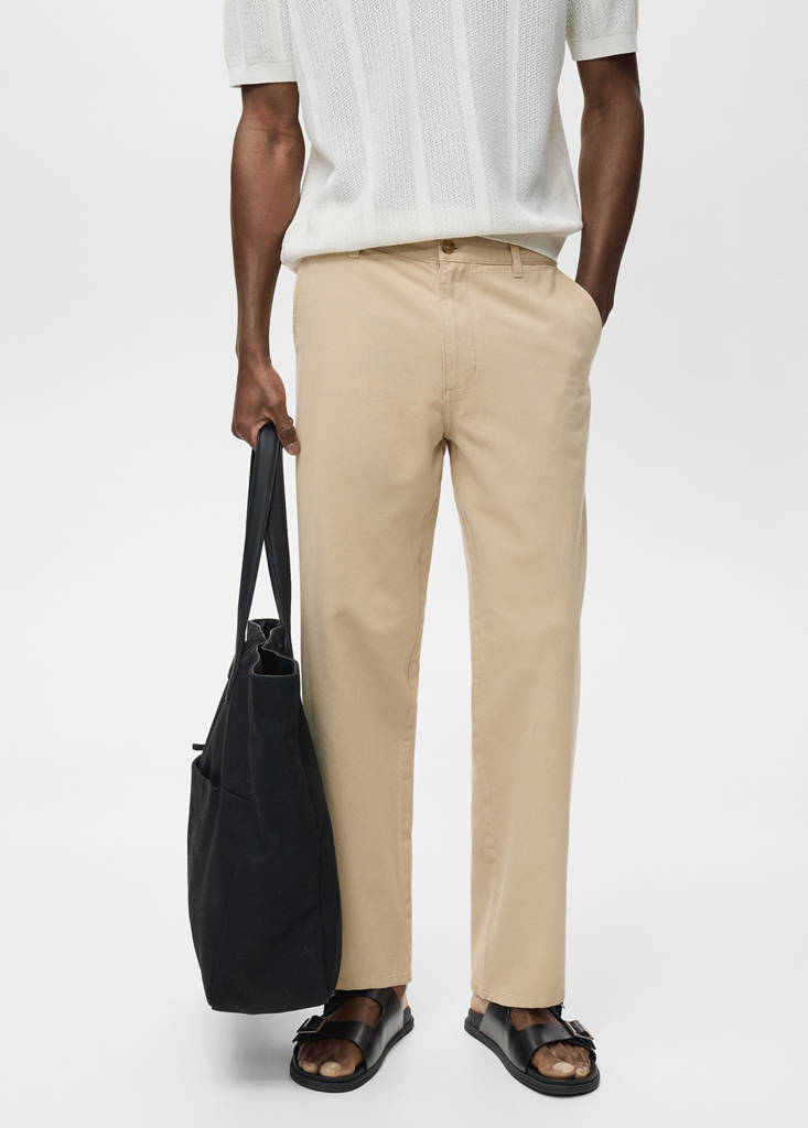 Regular-fit jeans made from a cotton-linen blend — Beige