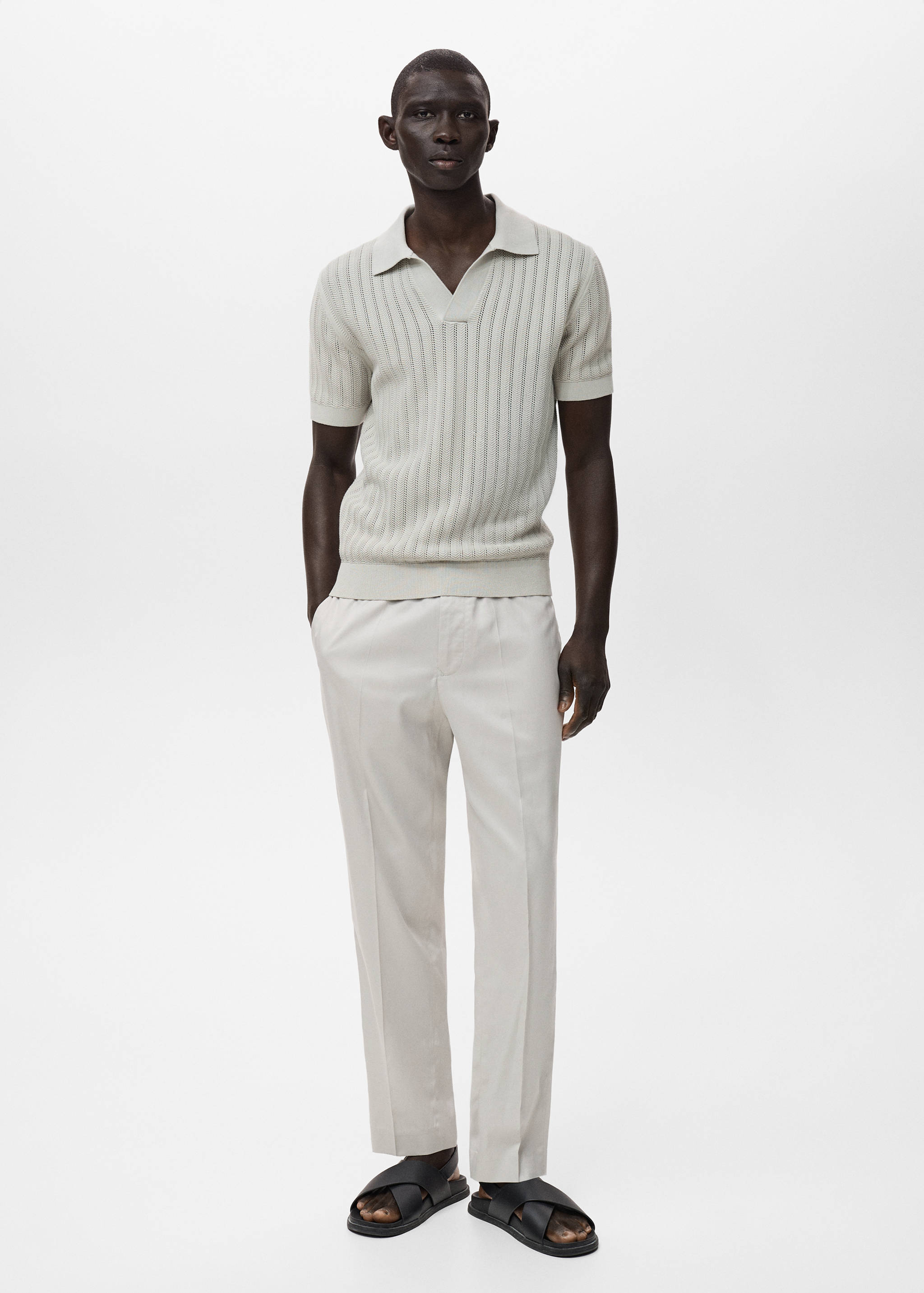 İnce balıksırtı triko polo gömlek - Genel plan