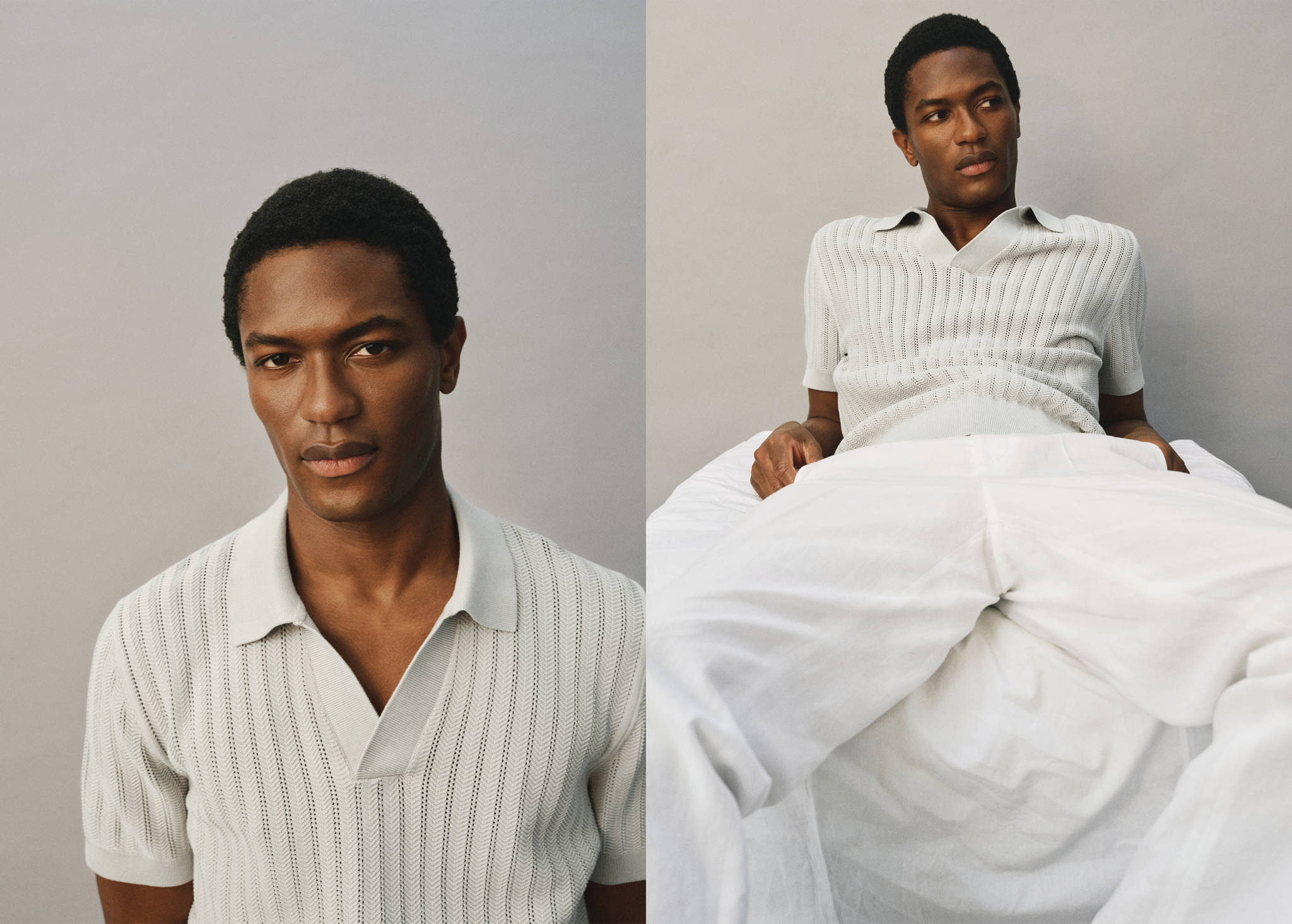 Fine-knit herringbone polo shirt - Panoramic plane