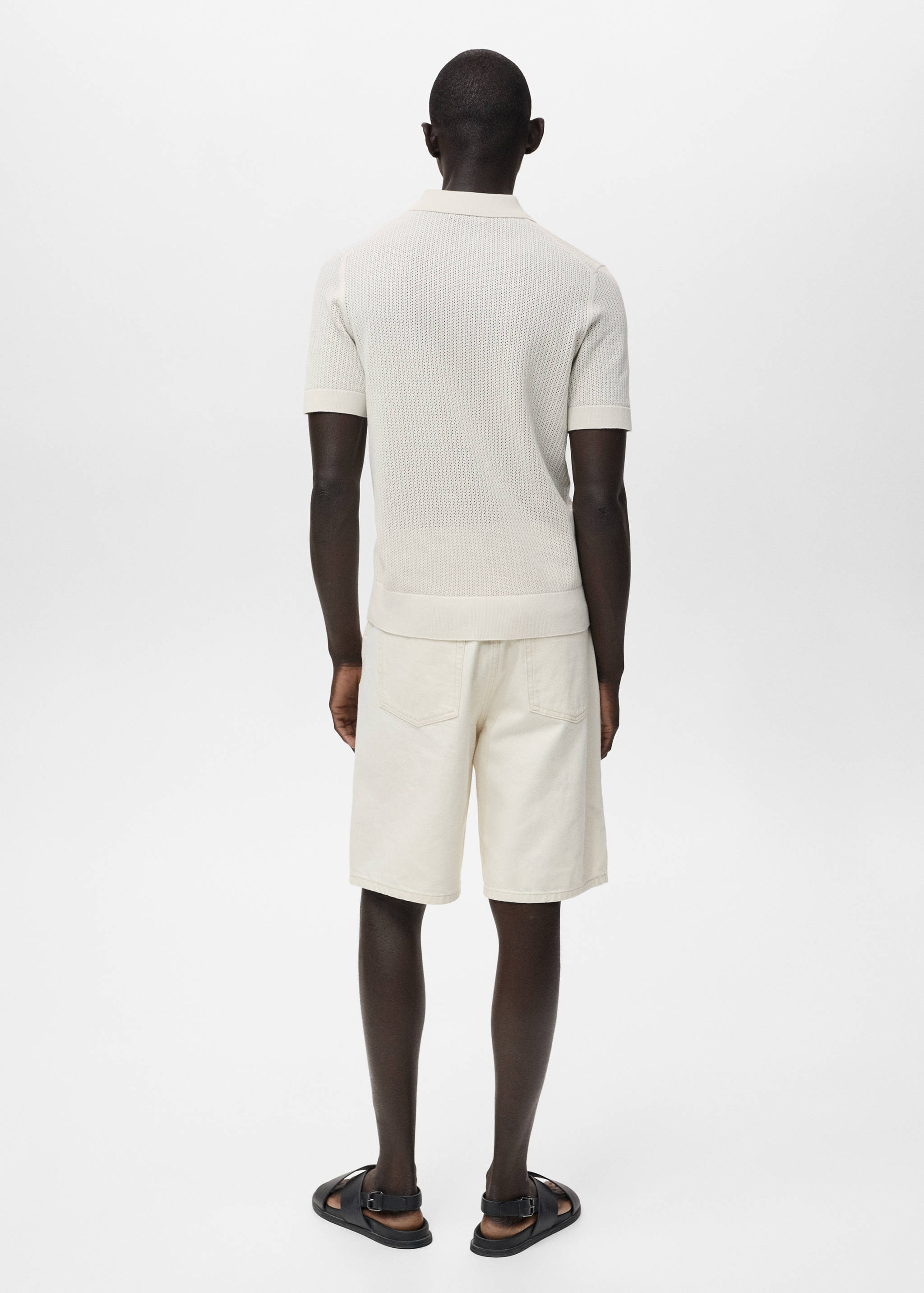 Openwork knitted cotton polo shirt - Reverse of the article