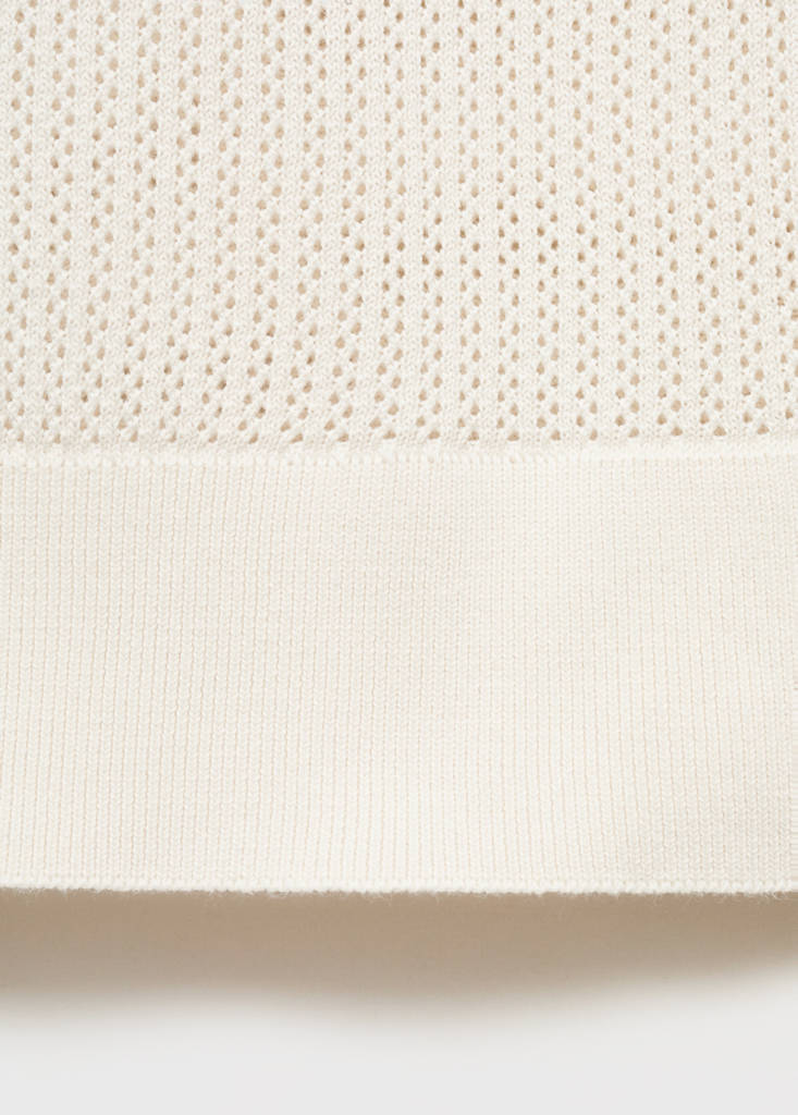Openwork knitted cotton polo shirt — Off White