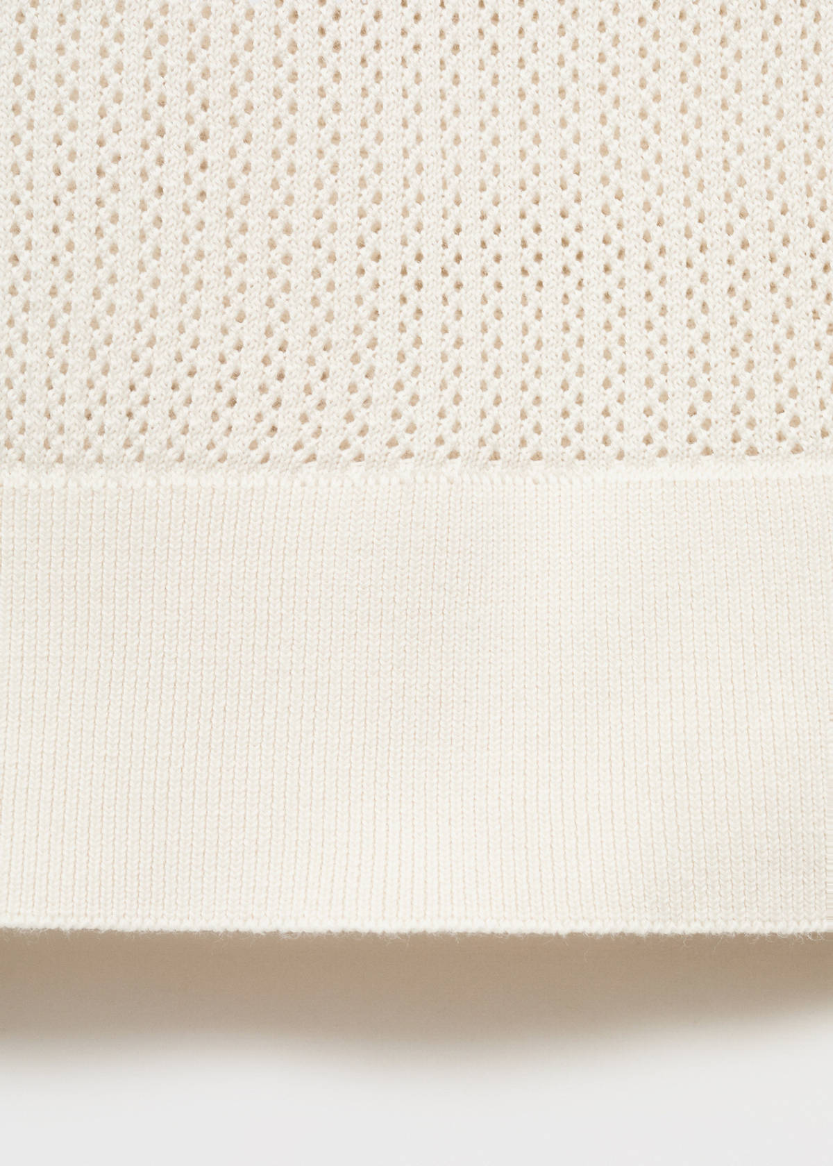 Openwork knitted cotton polo shirt — Off White
