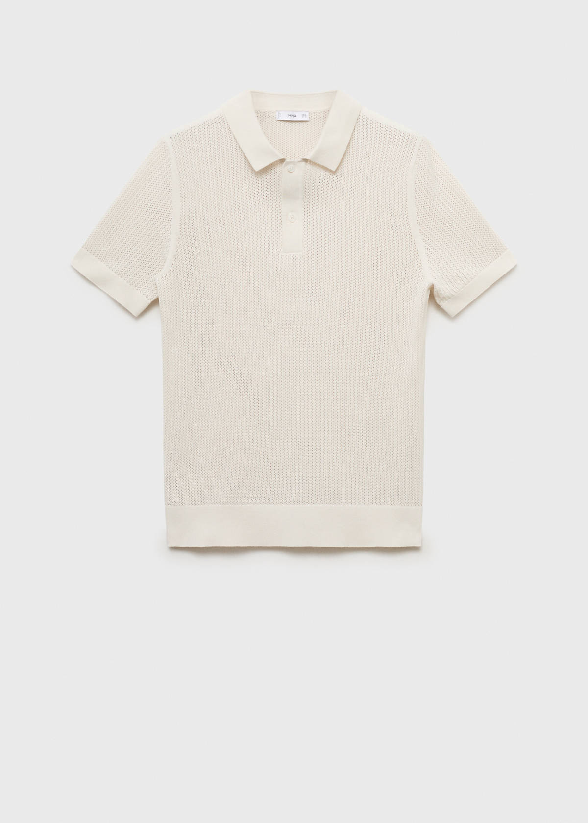 Openwork knitted cotton polo shirt — Off White