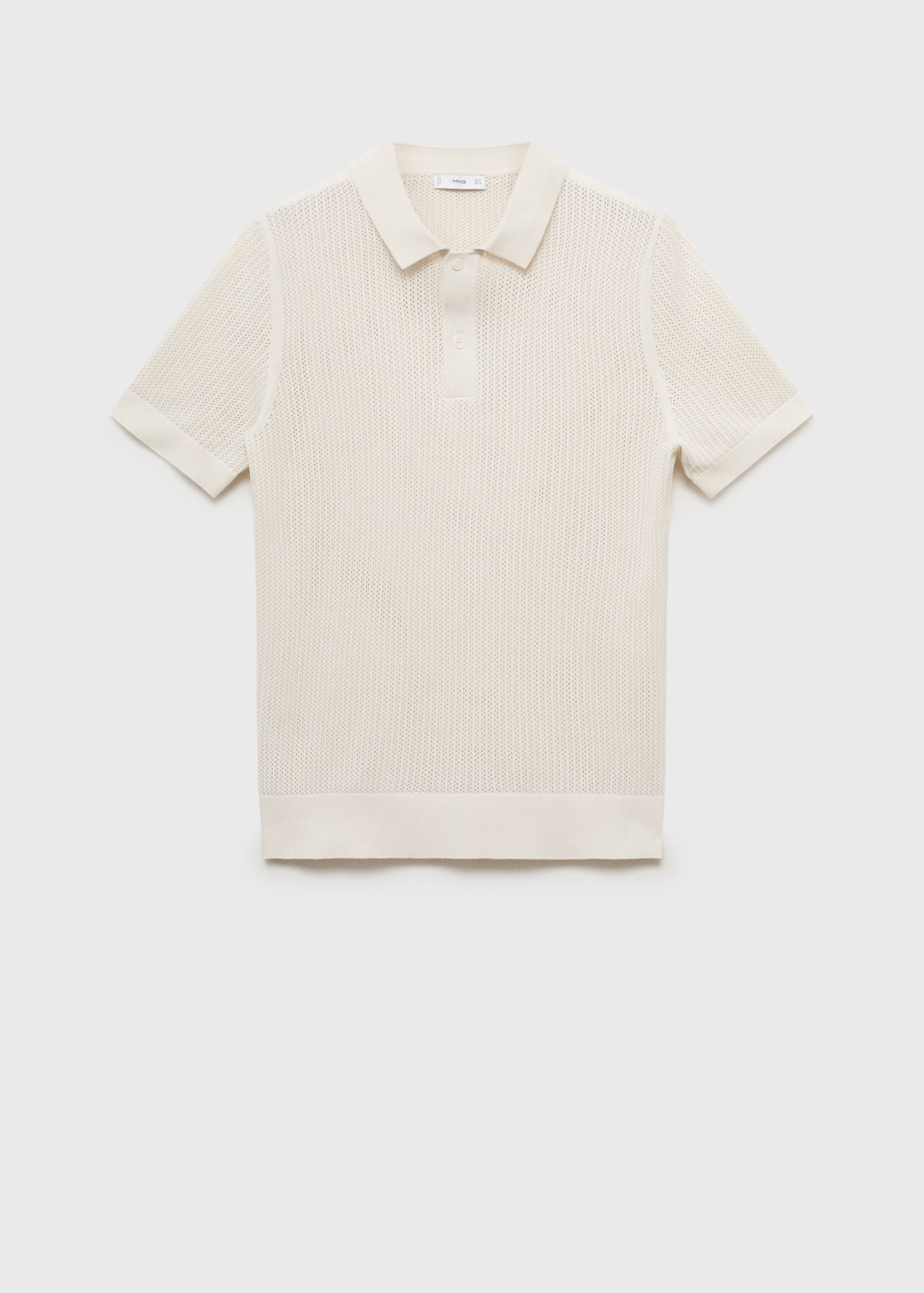 Knitted cotton polo shirt with lace pattern - Article without model