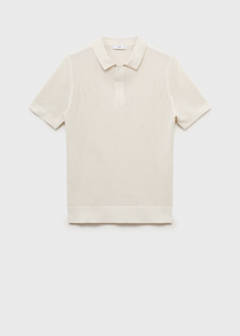 Openwork knitted cotton polo shirt — Off White 6
