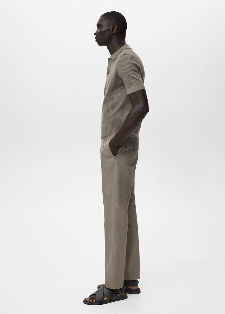 Openwork knitted cotton polo shirt — Dark Green