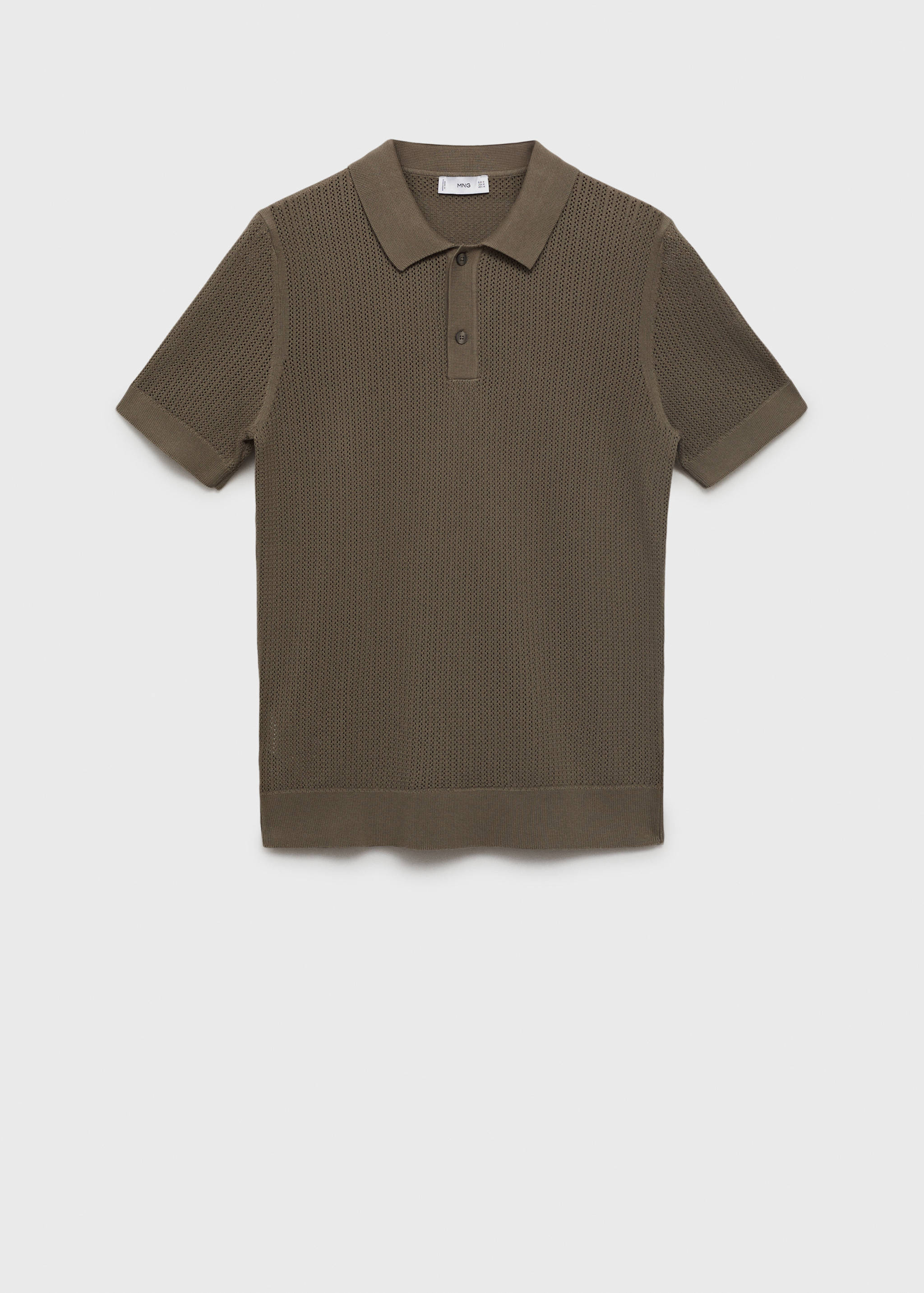 Knitted cotton polo shirt with lace pattern - Article without model
