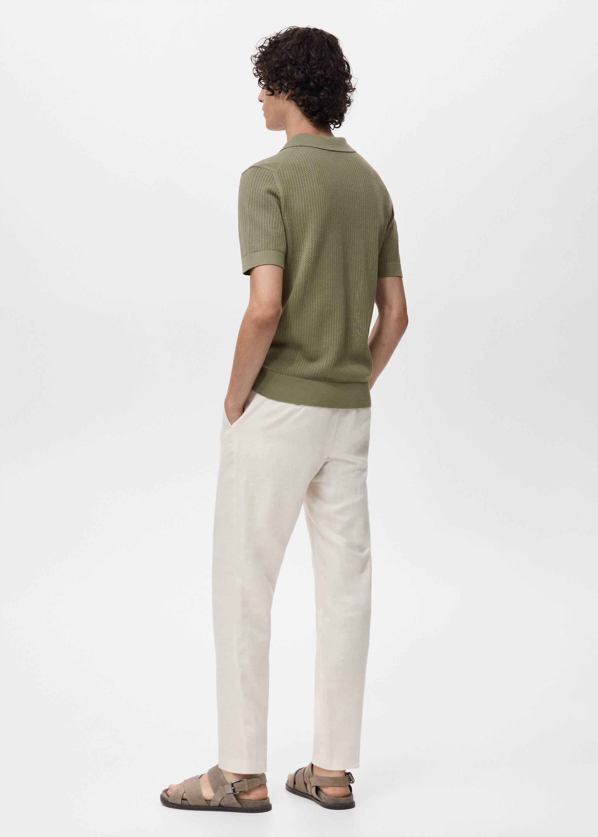 Openwork knitted cotton polo shirt - Reverse of the article