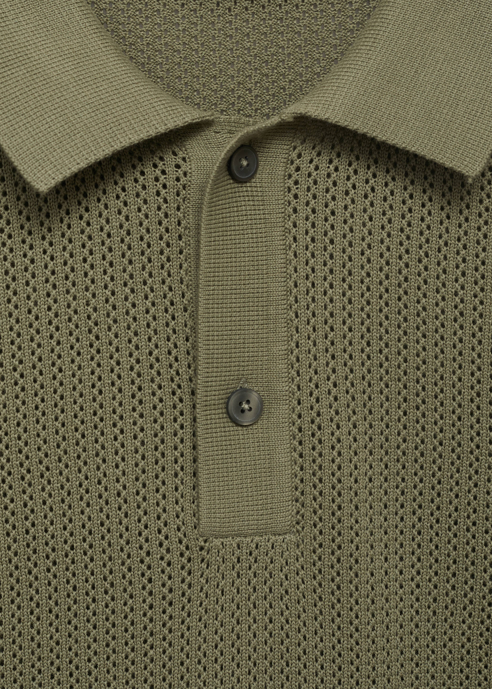 Openwork knitted cotton polo shirt - Details of the article 8