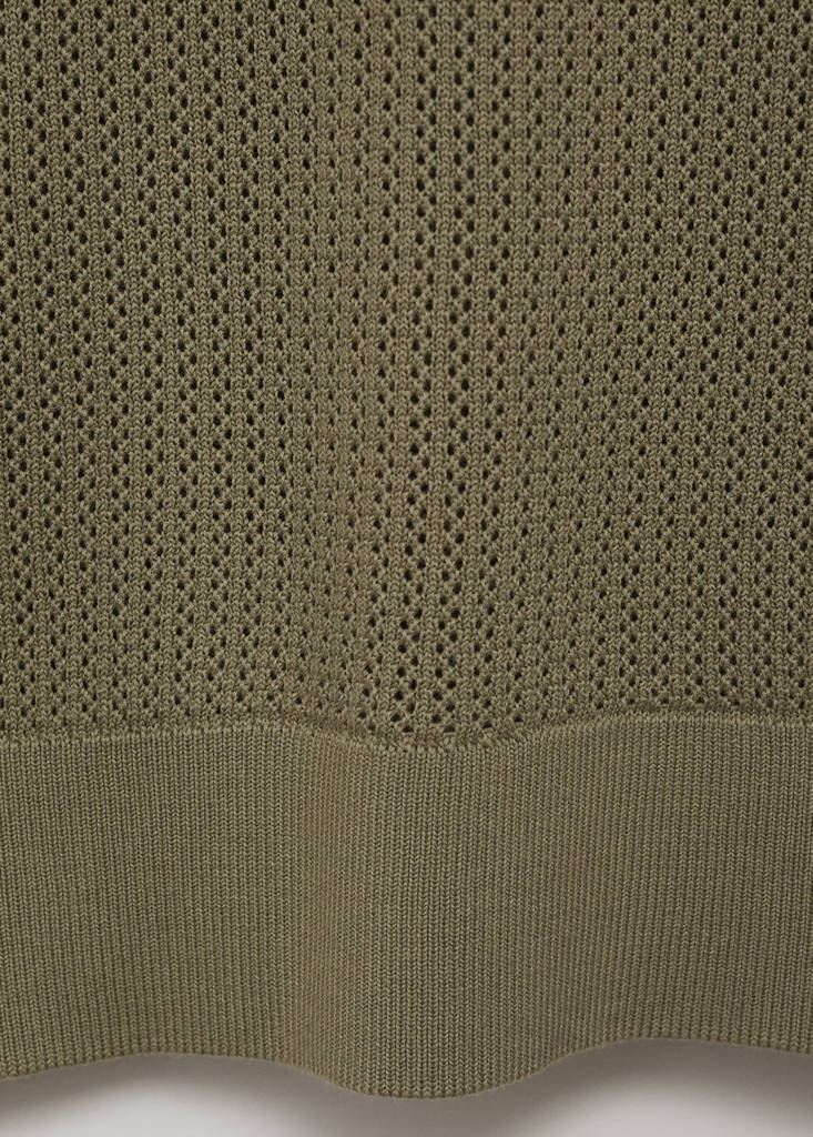 Openwork knitted cotton polo shirt — Green