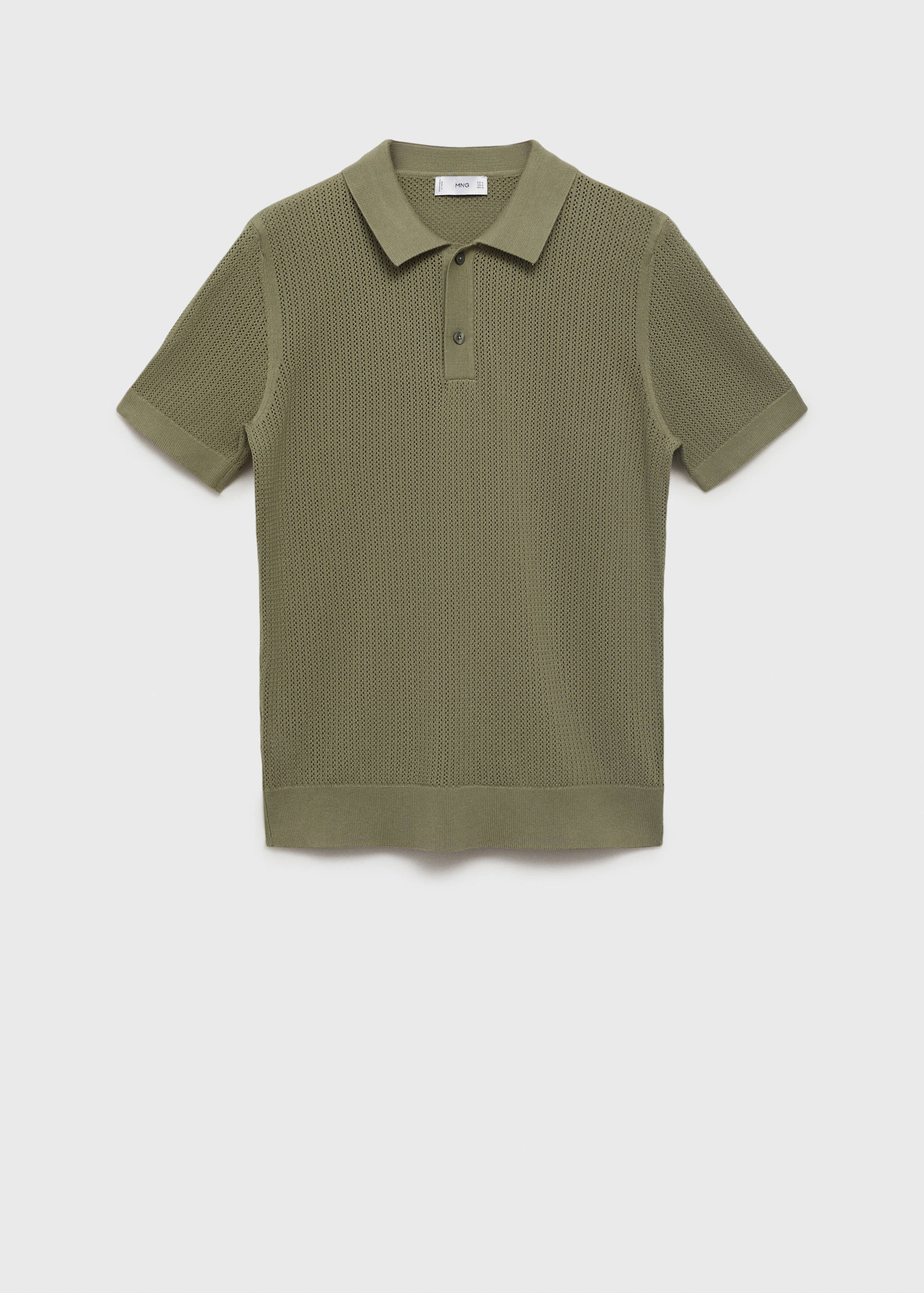 Knitted cotton polo shirt with lace pattern - Article without model