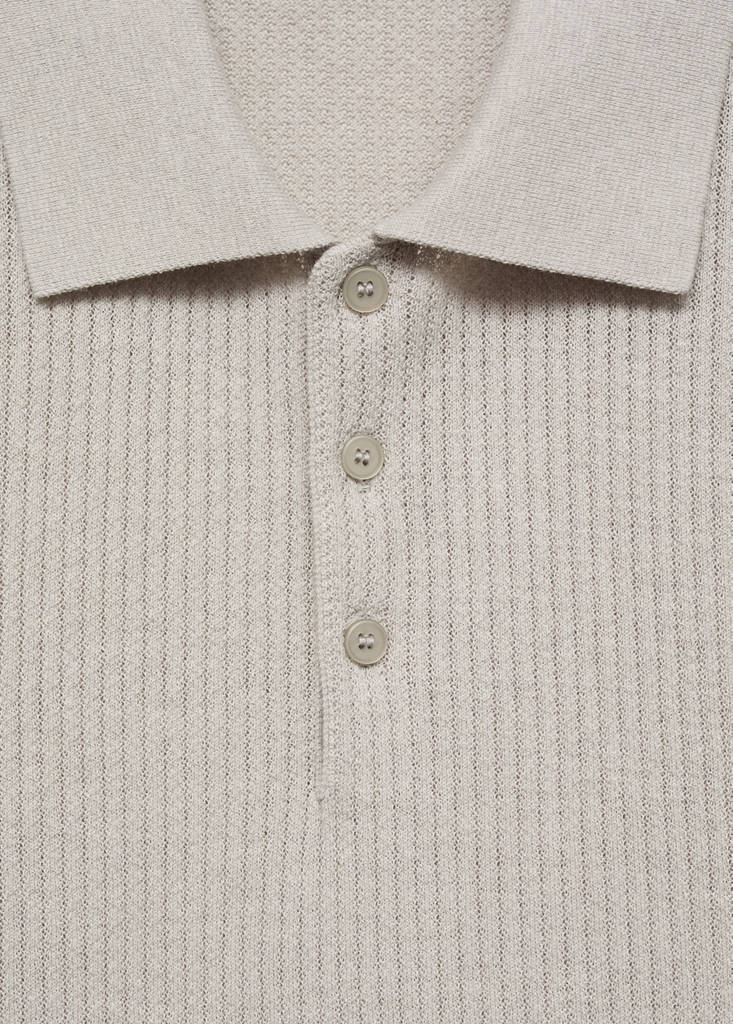 Ribbed knit polo shirt — Ice Grey