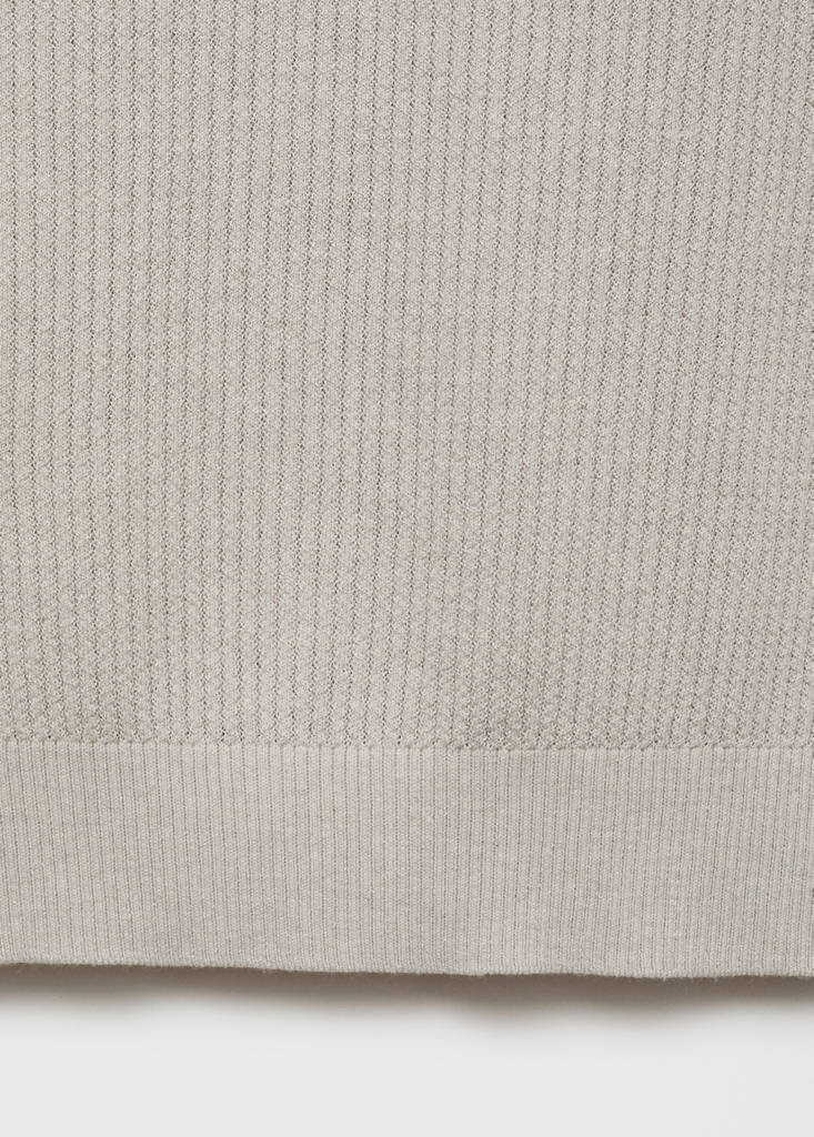 Ribbed knit polo shirt — Ice Grey