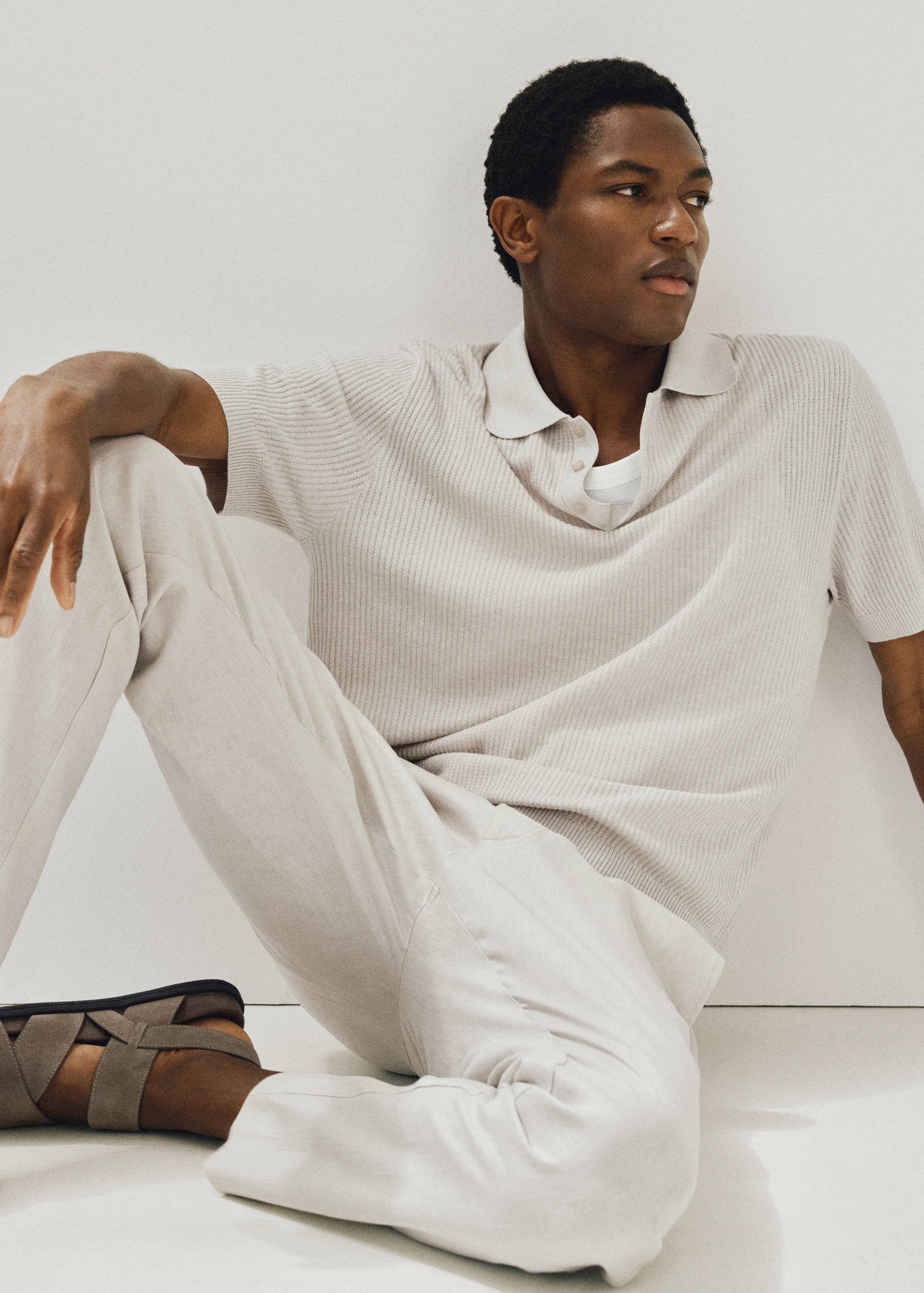 Ribbed knit polo shirt - Details of the article 3