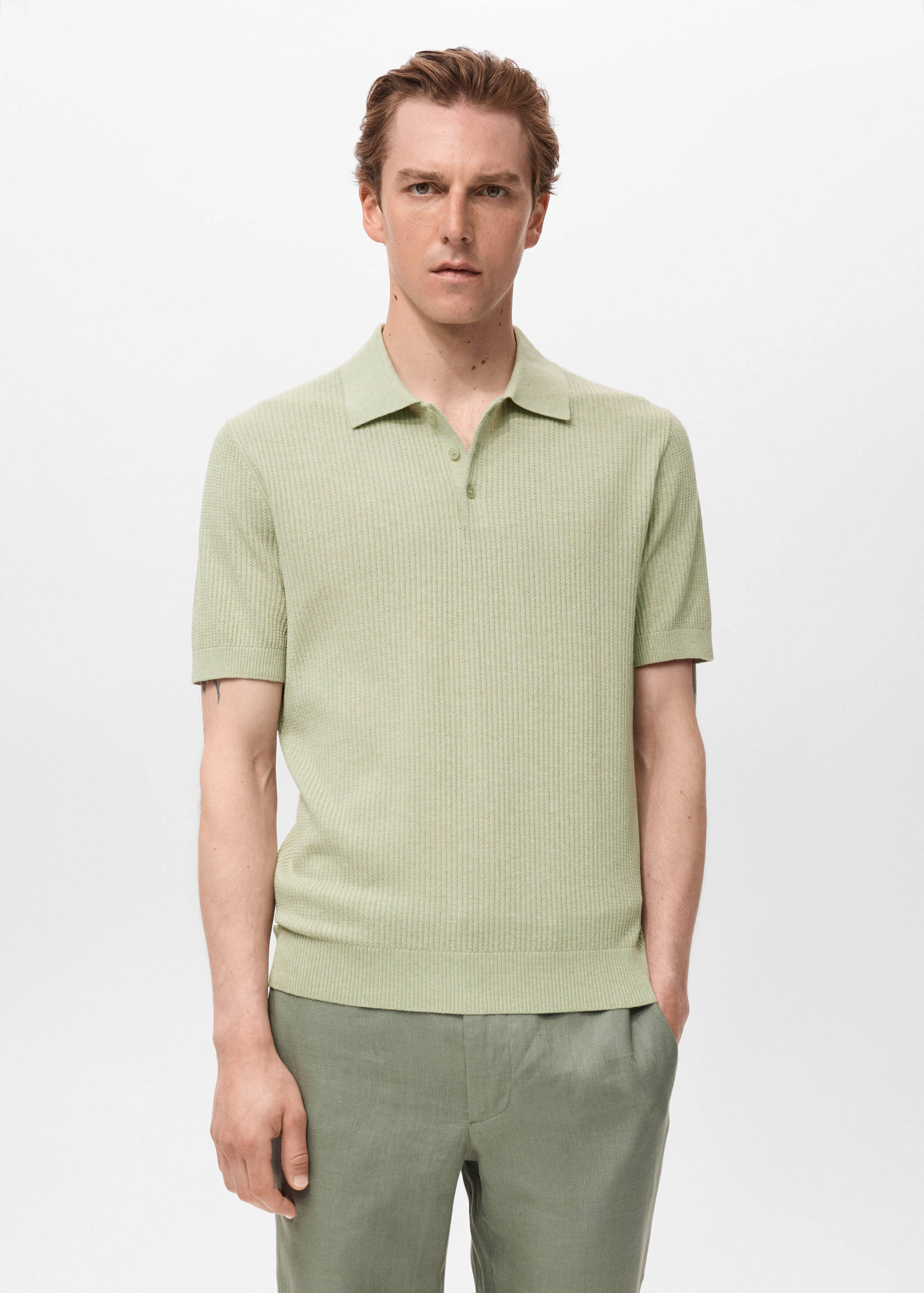 Polo maille côtelée - Plan moyen