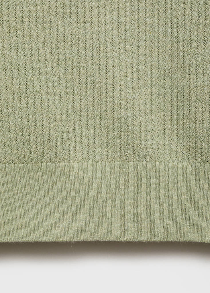 Ribbed knit polo shirt — Green Apple
