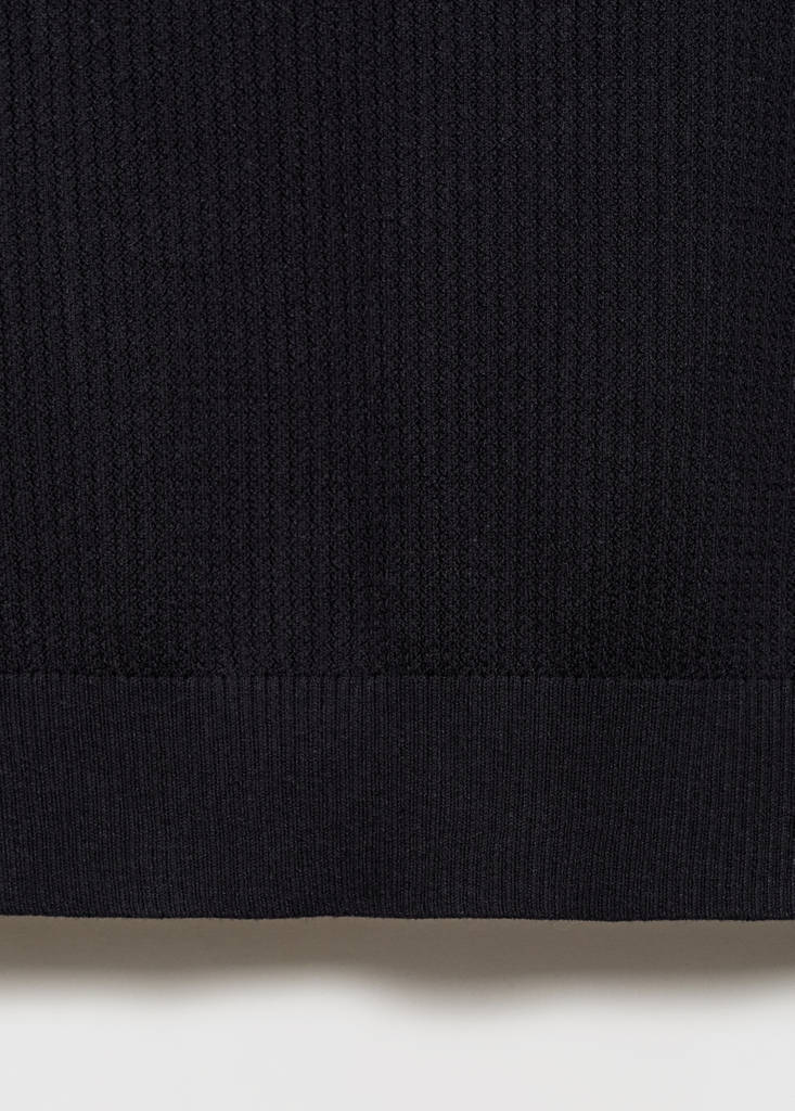 Ribbed knit polo shirt — Navy