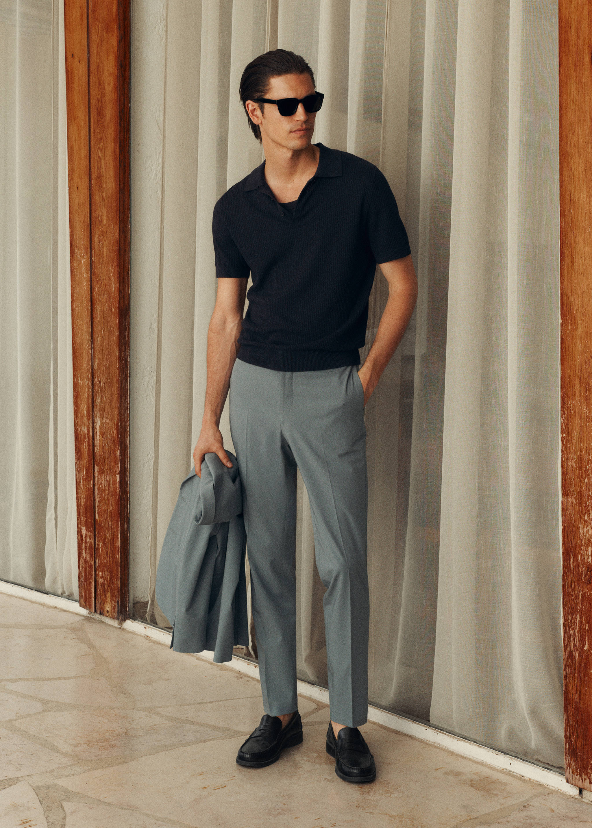 Ribbed knit polo shirt - Details of the article 3