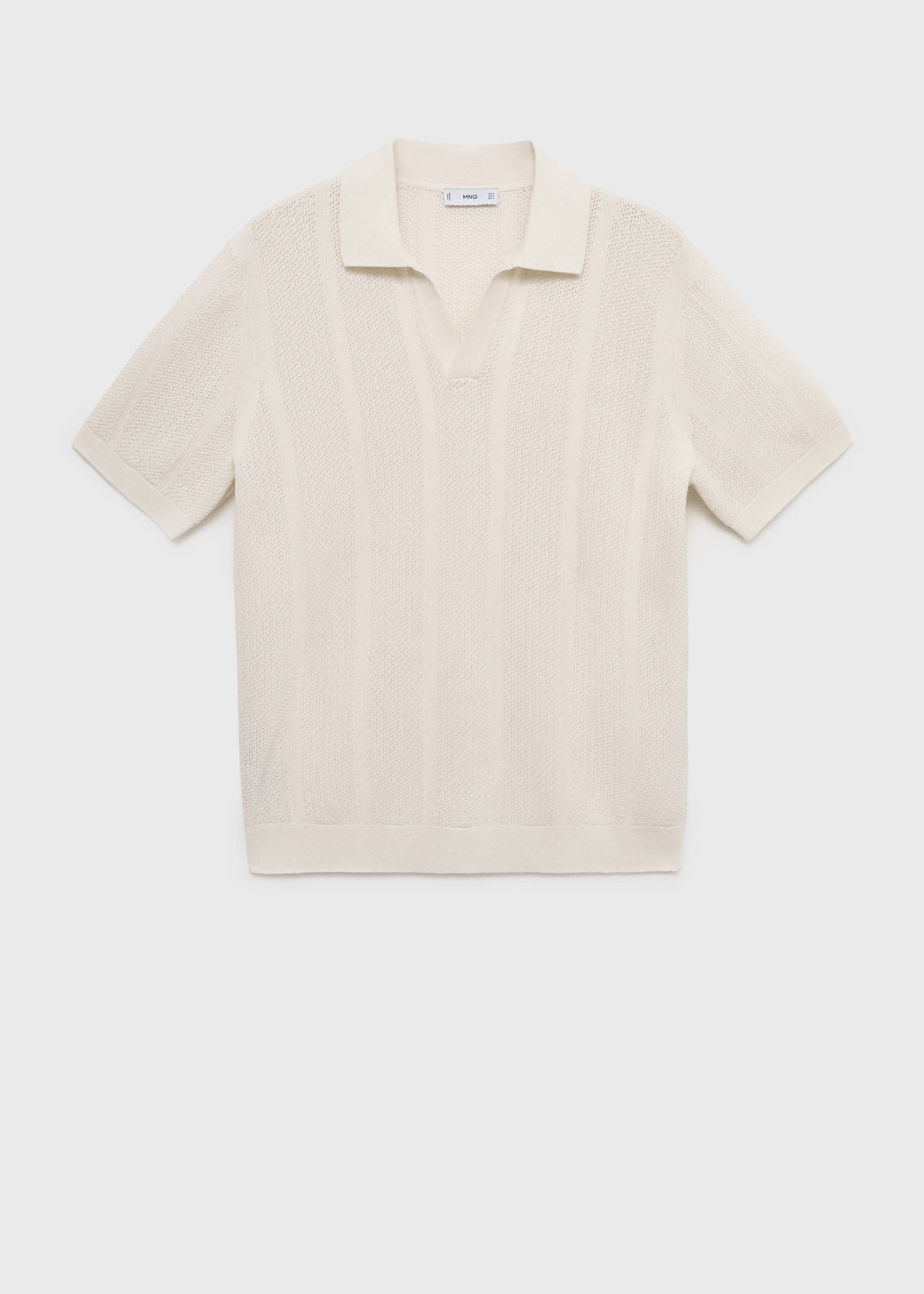 Knitted cotton polo shirt with lace pattern - Article without model