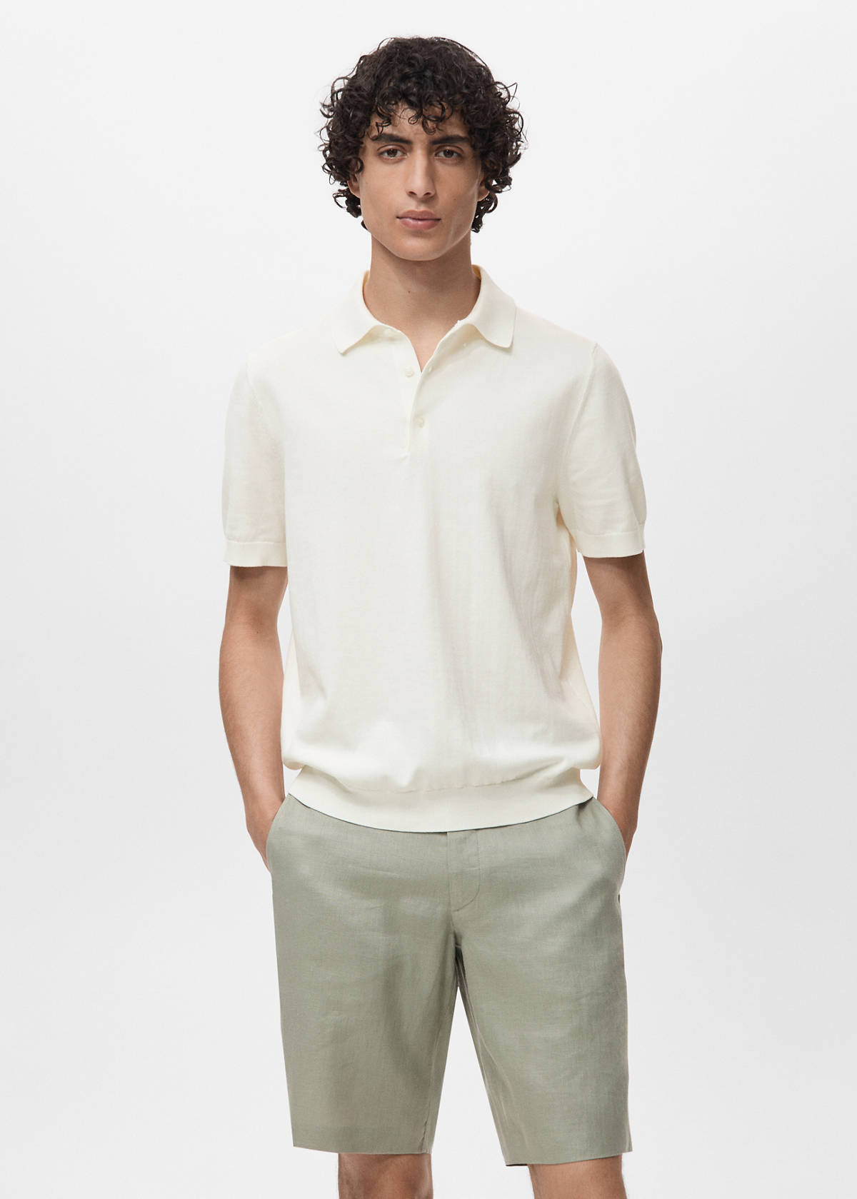 100% cotton fine-knit polo shirt — Off White