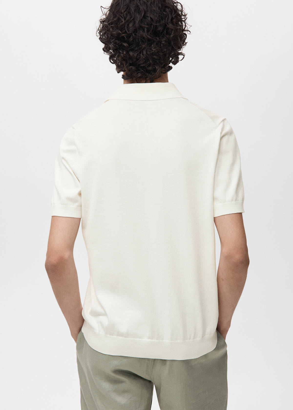 100% cotton fine-knit polo shirt — Off White