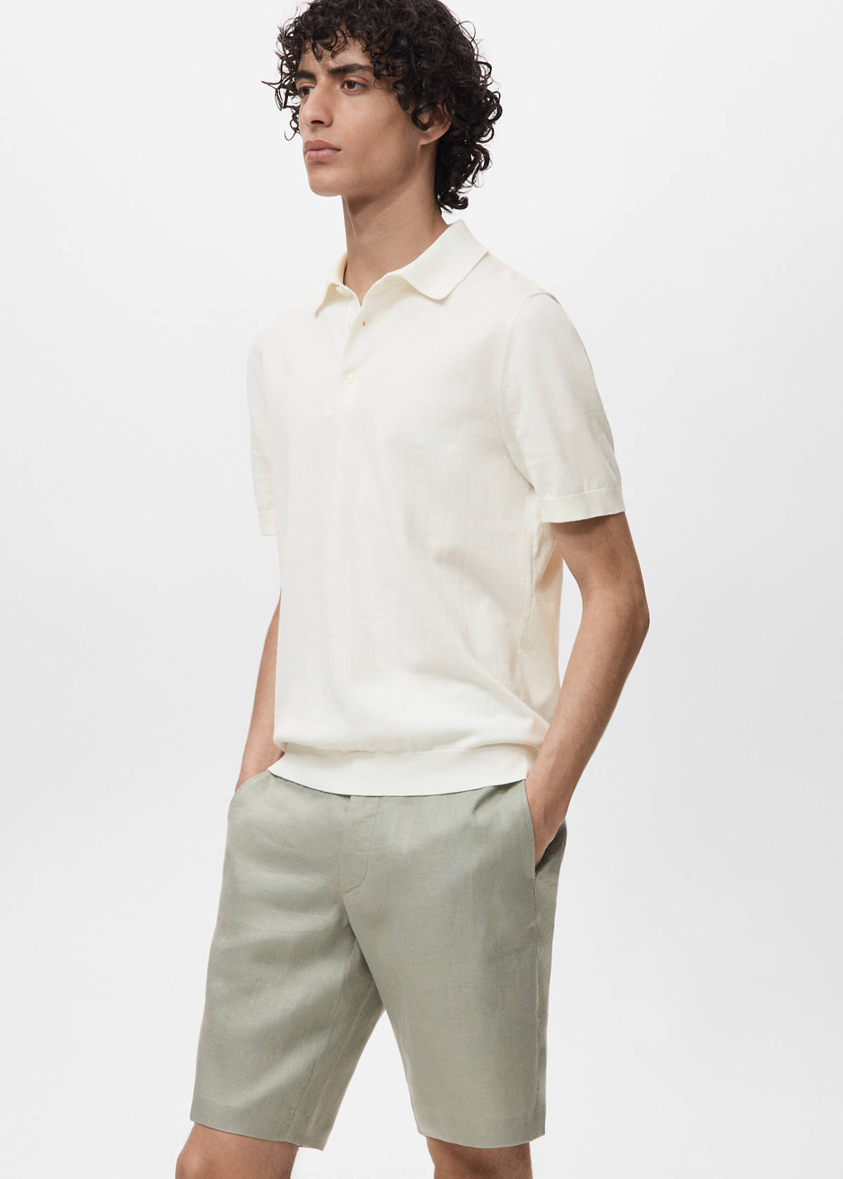 100% cotton fine-knit polo shirt — Off White