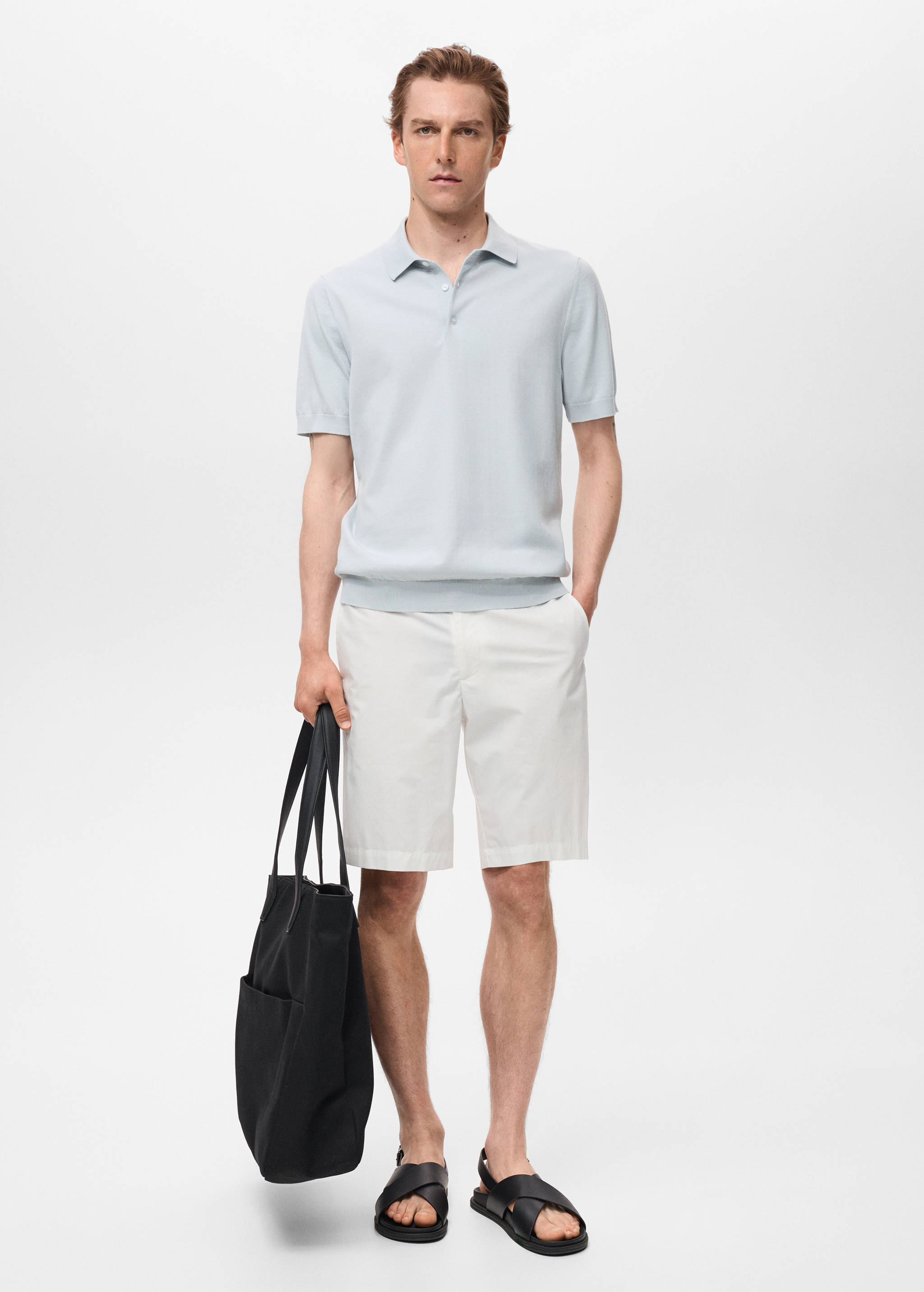 100% cotton fine-knit polo shirt - General plane
