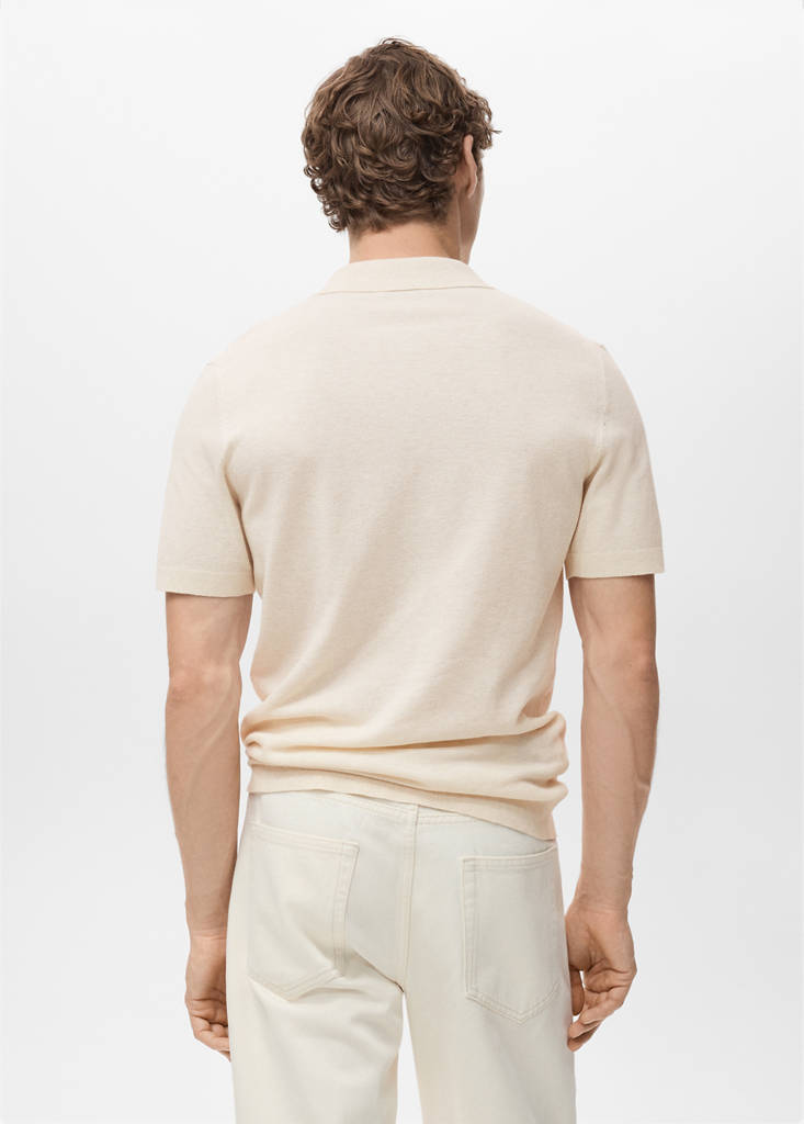 Fine-knit cotton polo shirt — Ivory White