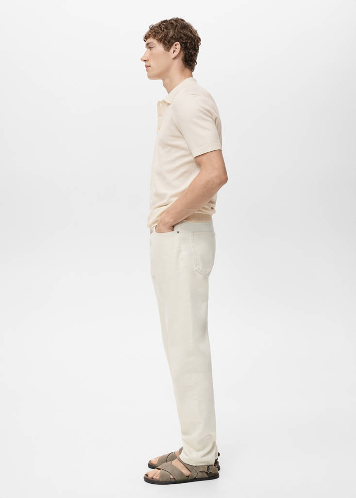 Fine-knit cotton polo shirt — Ivory White