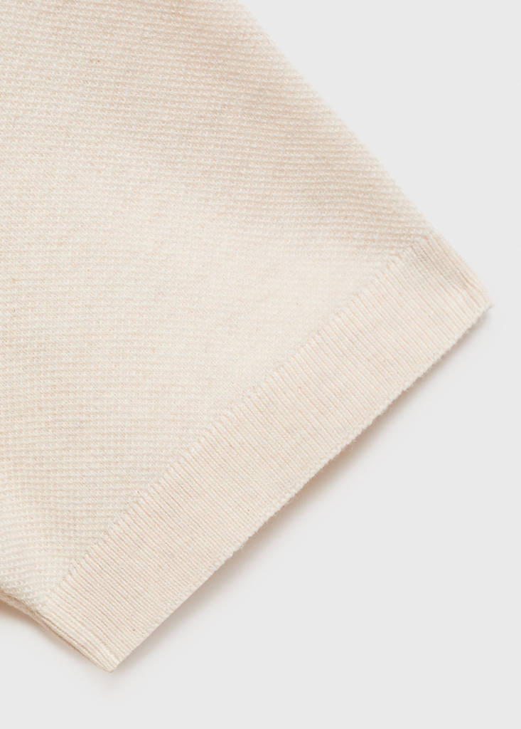 Fine-knit cotton polo shirt — Ivory White