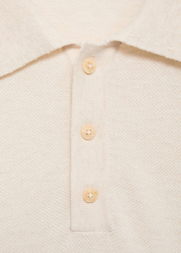 Fine-knit cotton polo shirt — Ivory White
