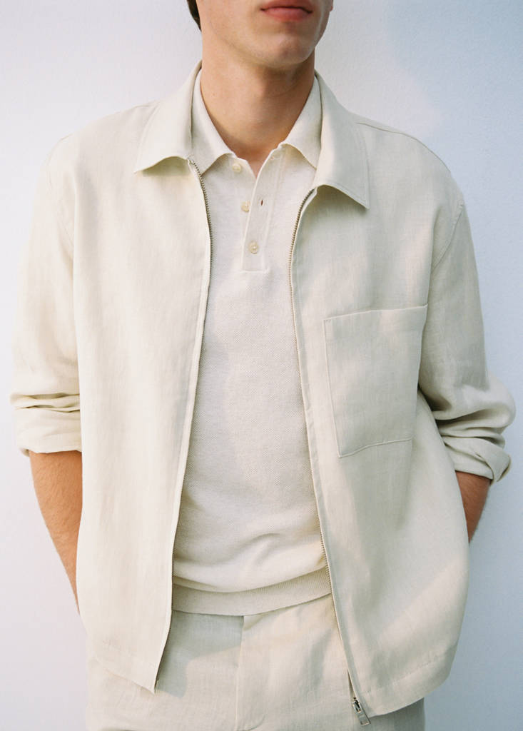 Fine-knit cotton polo shirt — Ivory White