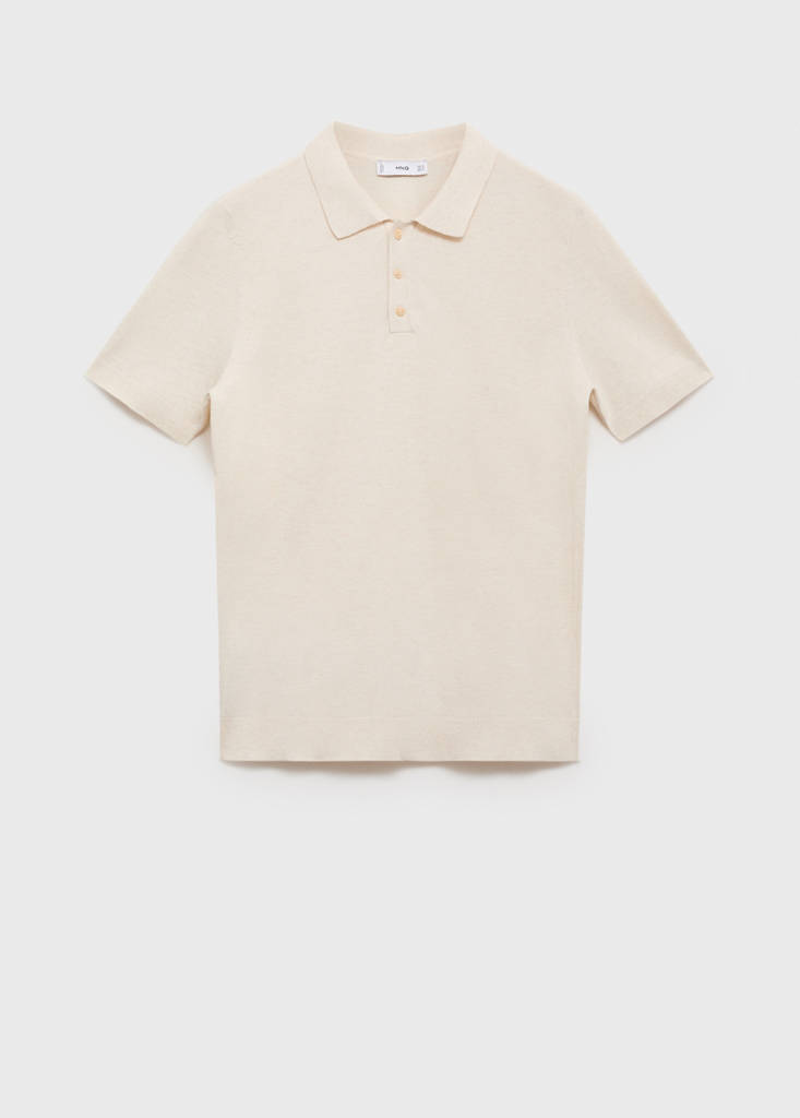 Fine-knit cotton polo shirt — Ivory White
