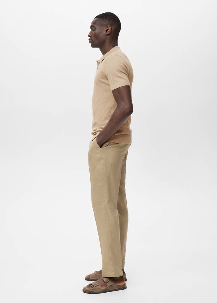 Fine-knit cotton polo shirt — Beige