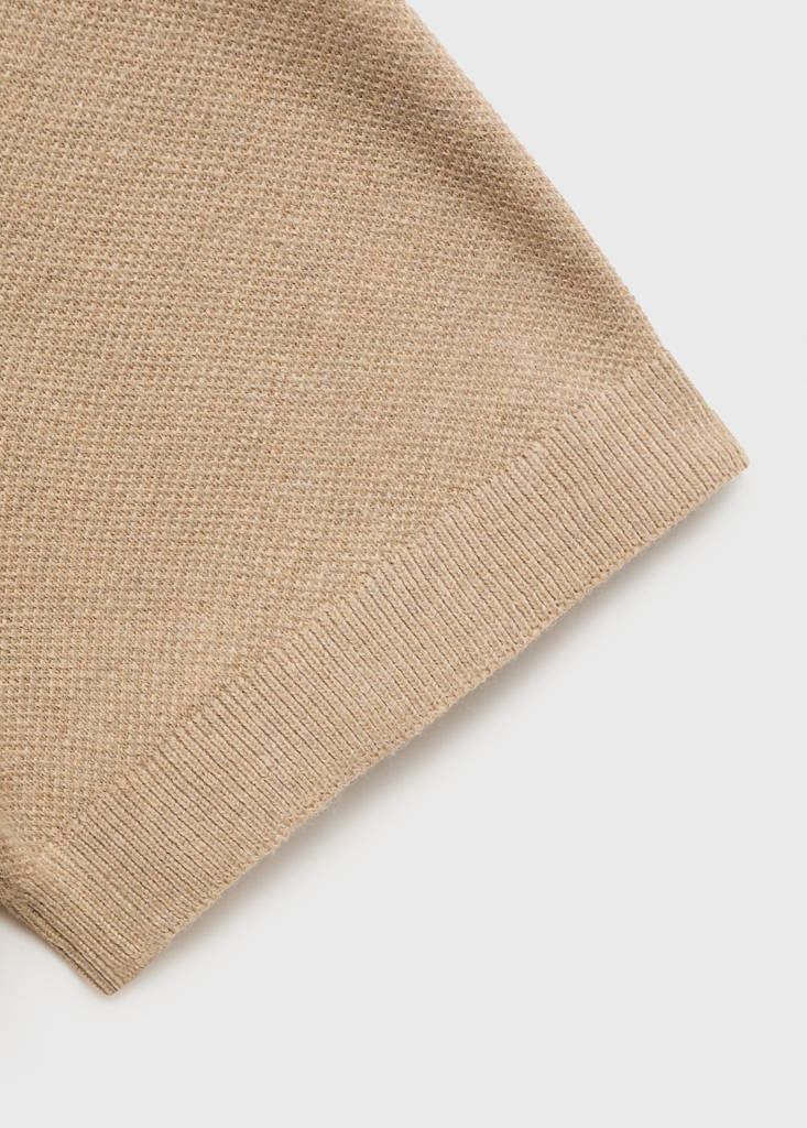 Fine-knit cotton polo shirt — Beige